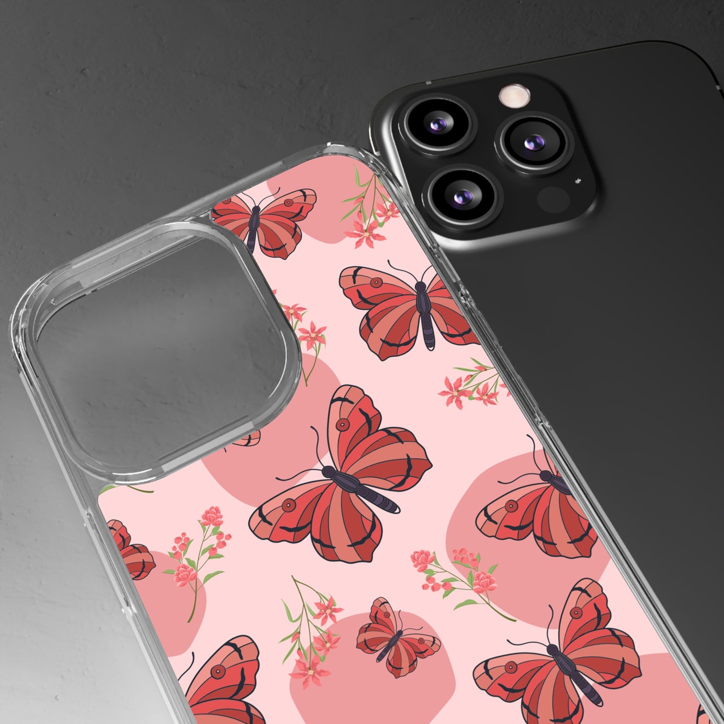 Red Butterflies | Clear iPhone Case / Samsung Case