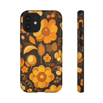 Abstract Retro 70s Dark Wildflower Patterns iPhone Case / Samsung Case