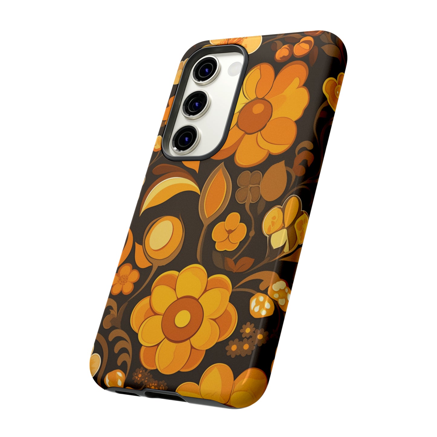 Abstract Retro 70s Dark Wildflower Patterns iPhone Case / Samsung Case