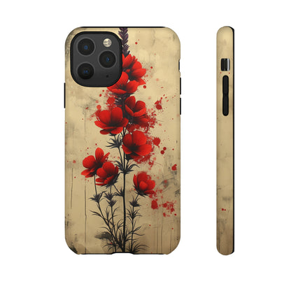 Vintage Red Roses, Wildflowers iPhone Case