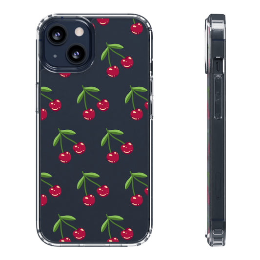 Red Juicy Cherry Pattern Clear Phone Case