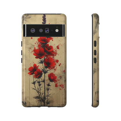 Vintage Red Roses, Wildflowers iPhone Case