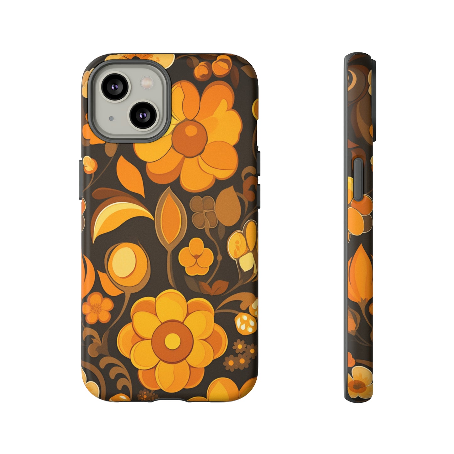 Abstract Retro 70s Dark Wildflower Patterns iPhone Case / Samsung Case