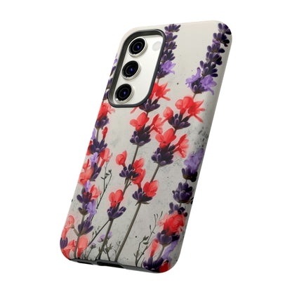 Minimalist Wildflower Red and Black lavendar iPhone Case Gift For Flower Lover Gift For Her