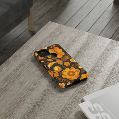 Abstract Retro 70s Dark Wildflower Patterns iPhone Case / Samsung Case