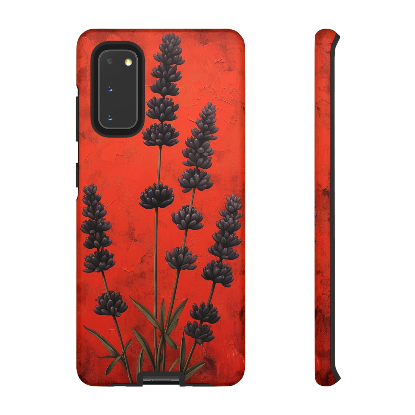 Minimalist Red and Black Lavender Flowers, Vintage Wildflowers iPhone Case