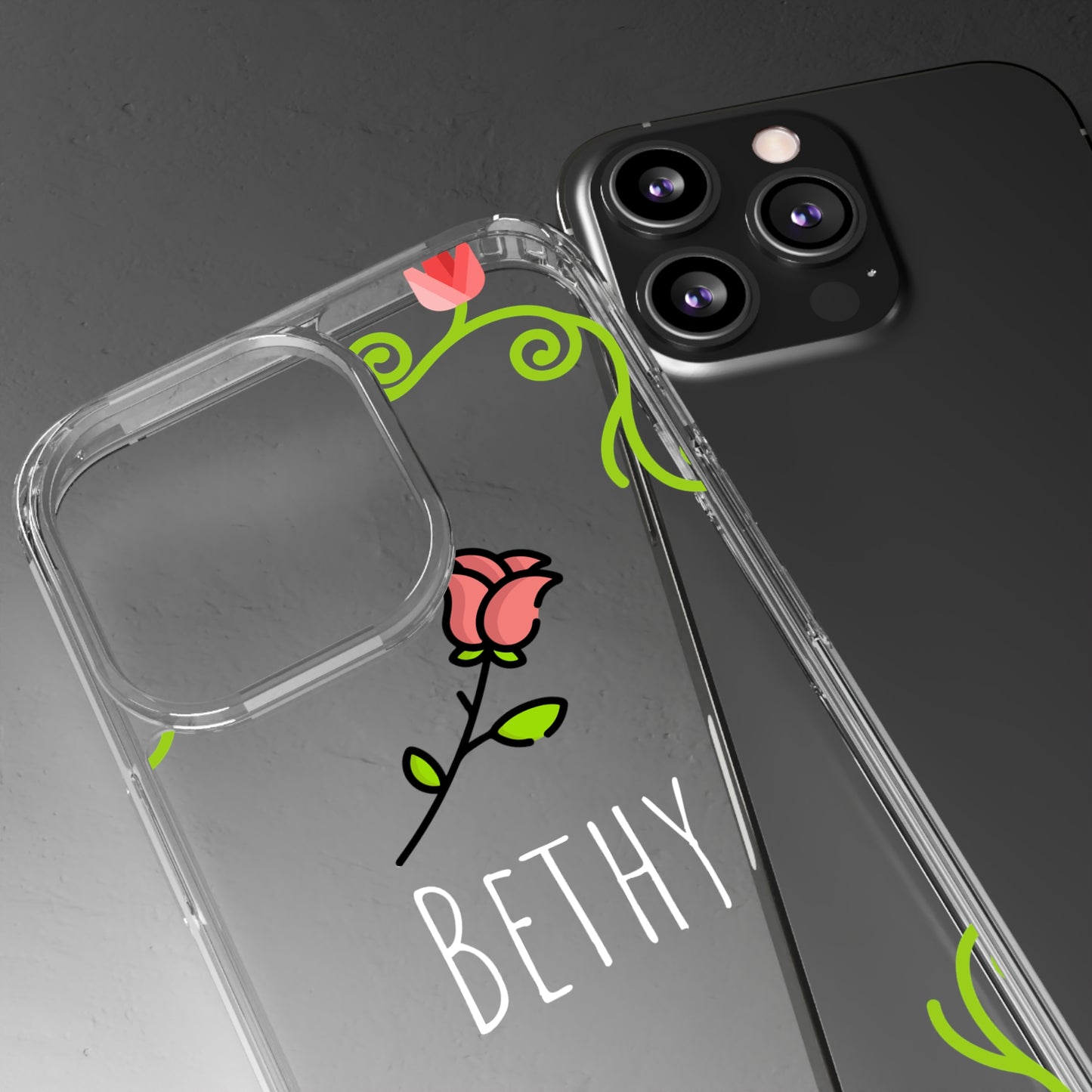 Custom Rose Floral Vines | Clear iPhone Case / Samsung Case