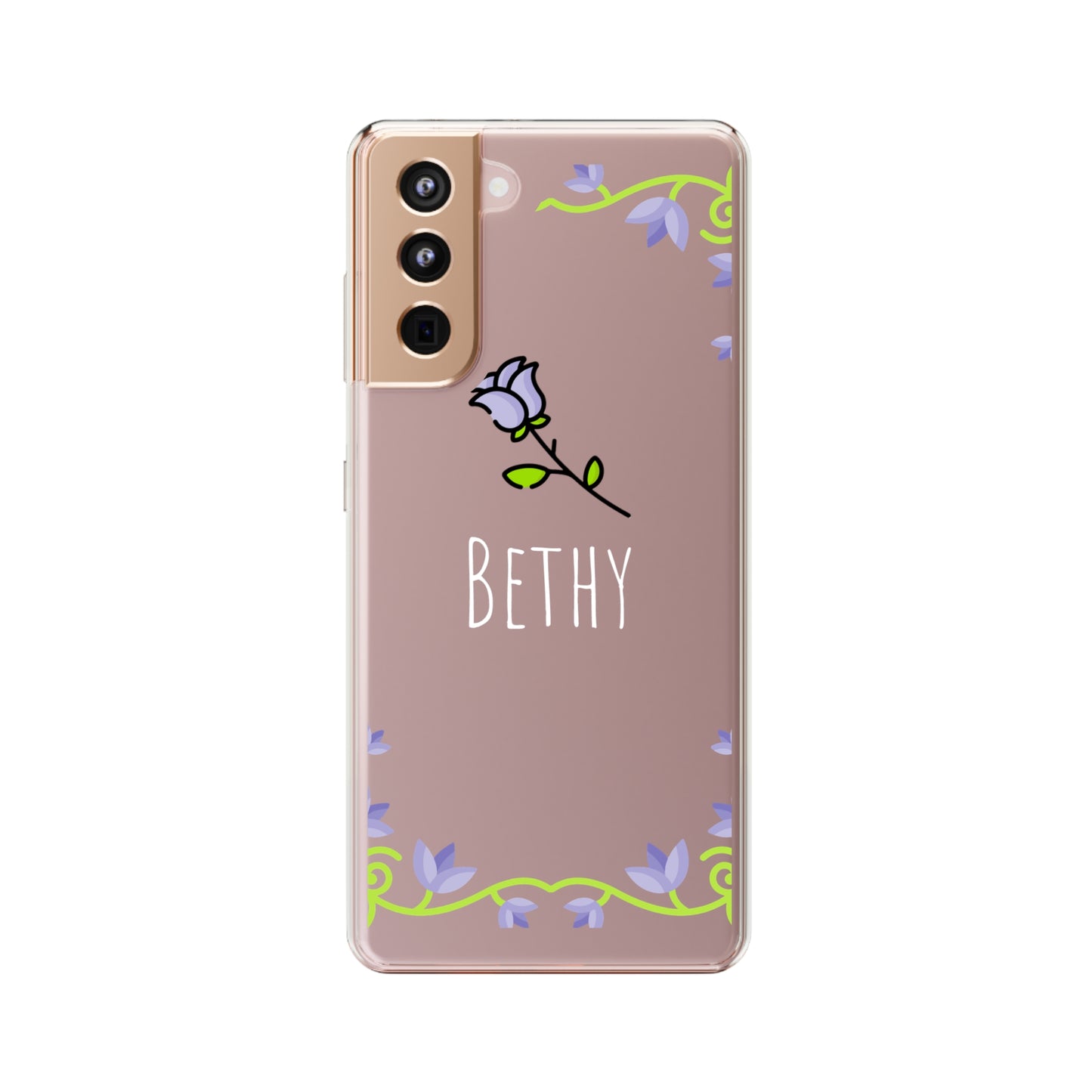 Custom Name Violet Floral Vines | Clear iPhone Case / Samsung Case