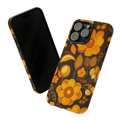 Abstract Retro 70s Dark Wildflower Patterns iPhone Case / Samsung Case