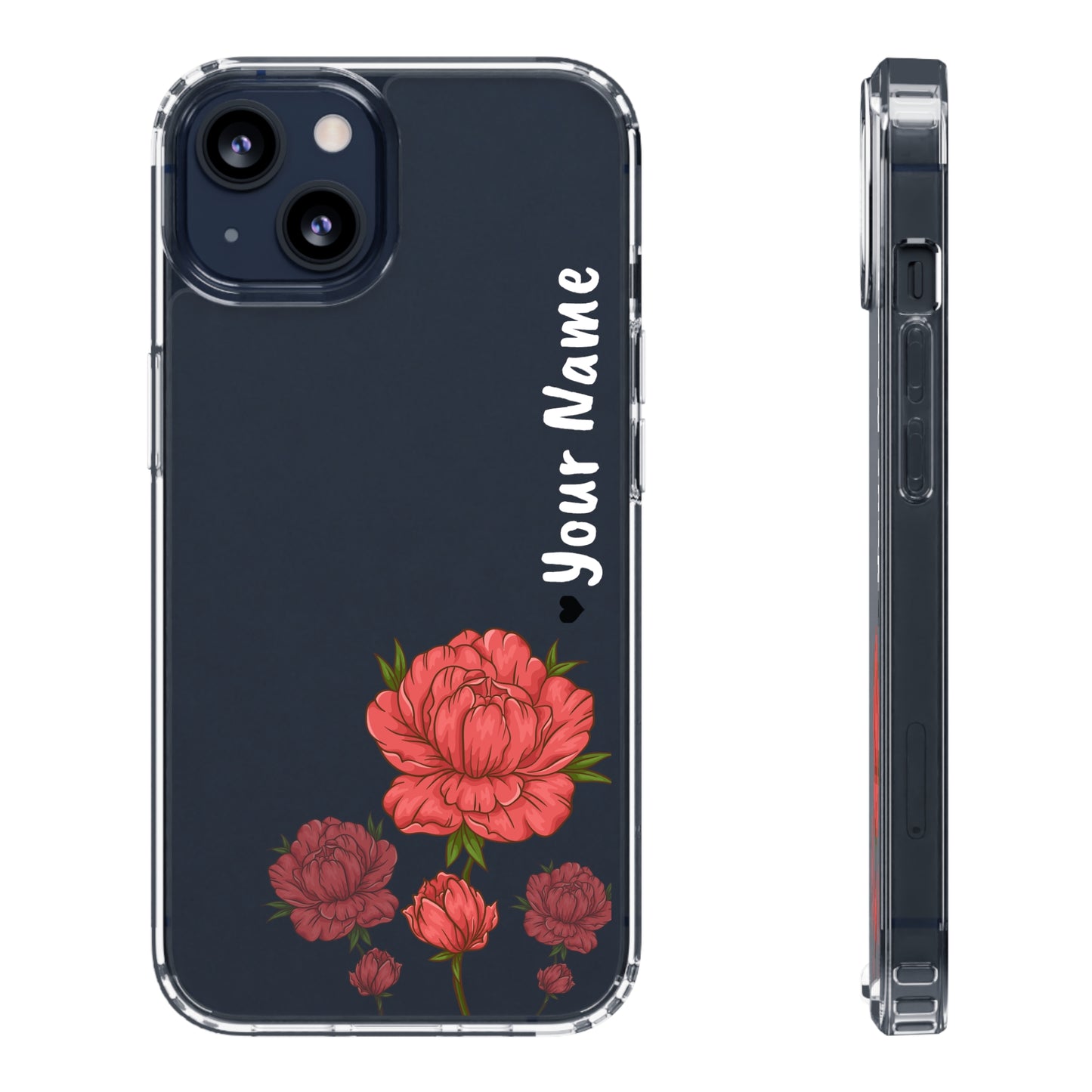 Custom Red Flowers | Clear iPhone Case / Samsung Case