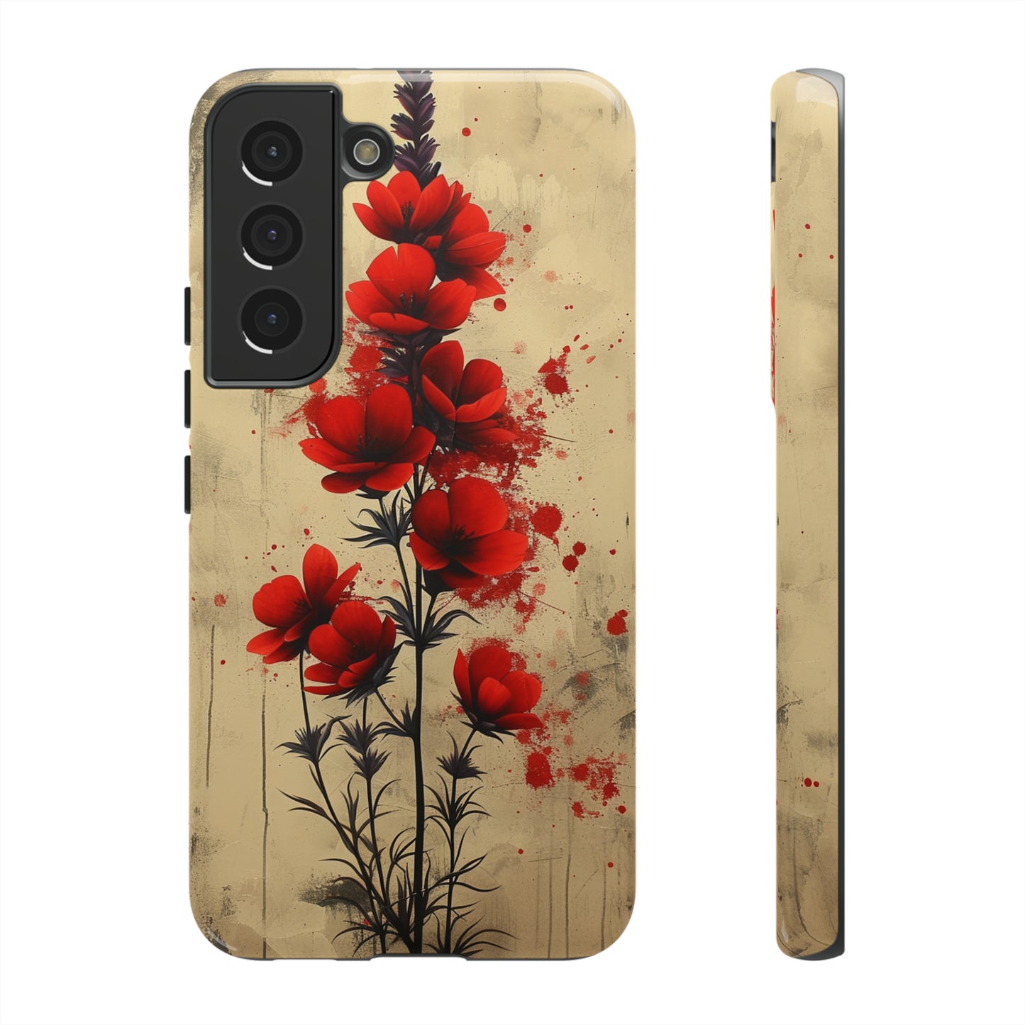 Vintage Red Roses, Wildflowers iPhone Case