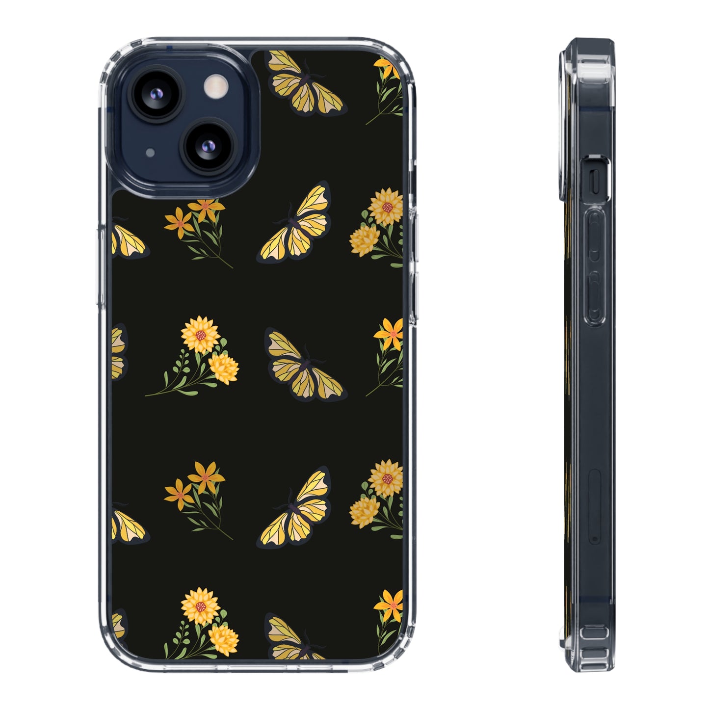 Yellow Butterfly & Flowers | Clear iPhone Case / Samsung Case