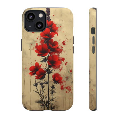 Vintage Red Roses, Wildflowers iPhone Case