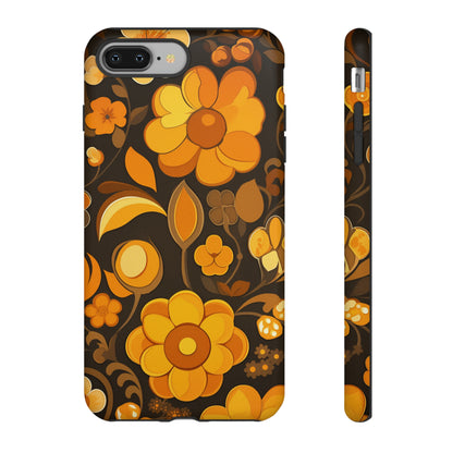 Abstract Retro 70s Dark Wildflower Patterns iPhone Case / Samsung Case