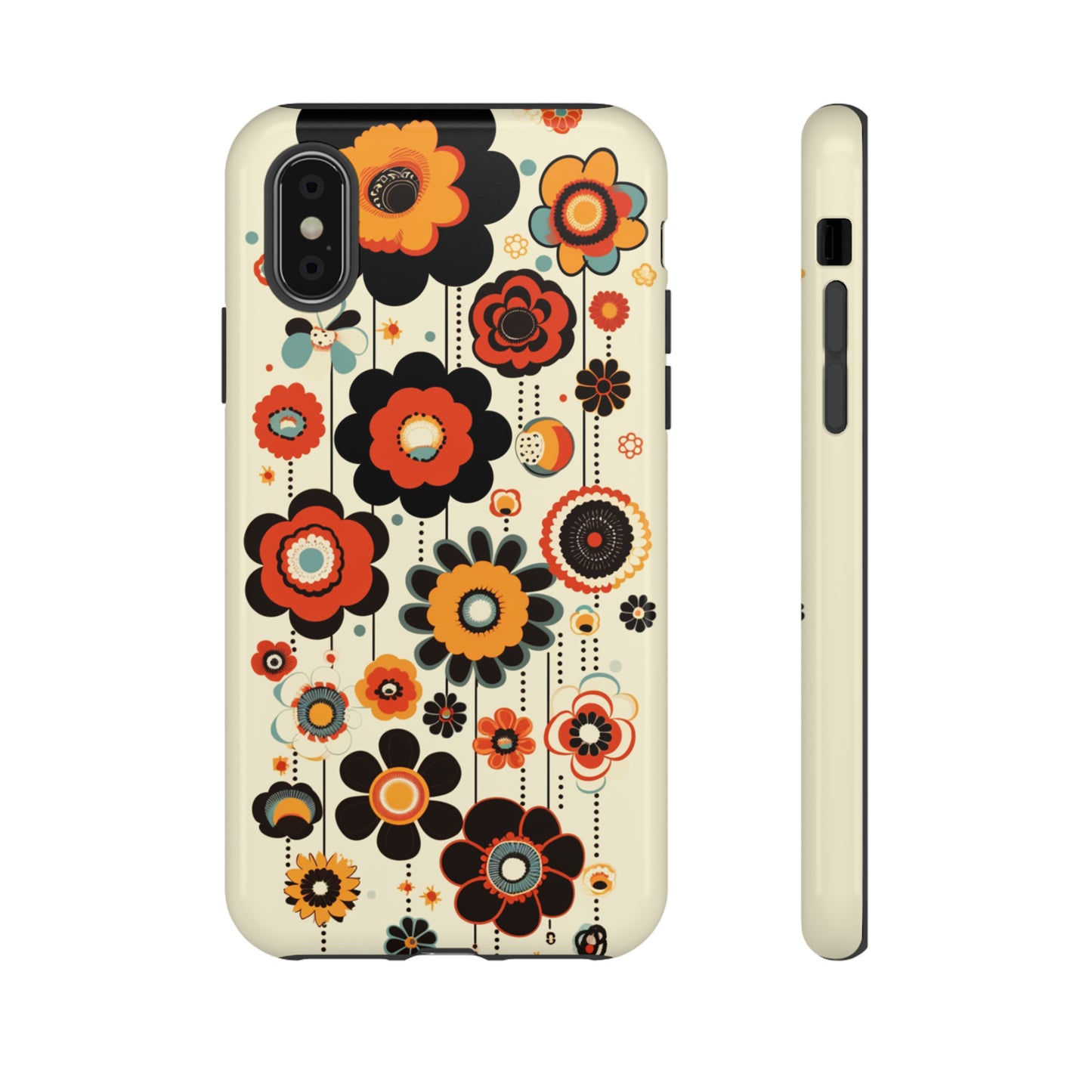 Minimalistic Round Flowers & Thin Vines Pattern iPhone Case