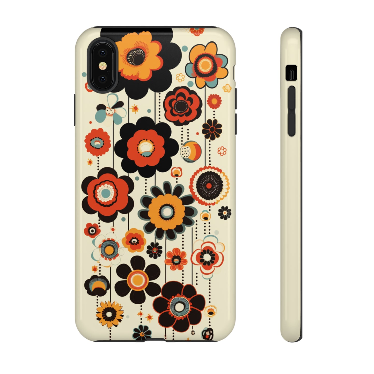 Minimalistic Round Flowers & Thin Vines Pattern iPhone Case