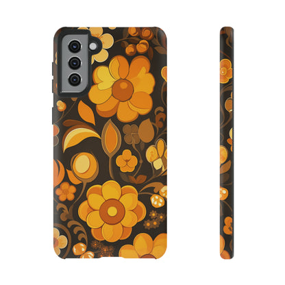 Abstract Retro 70s Dark Wildflower Patterns iPhone Case / Samsung Case