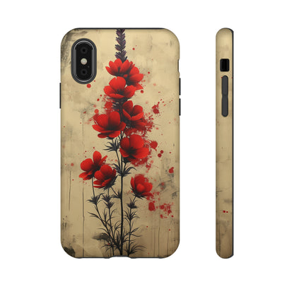 Vintage Red Roses, Wildflowers iPhone Case