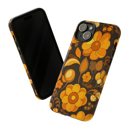 Abstract Retro 70s Dark Wildflower Patterns iPhone Case / Samsung Case