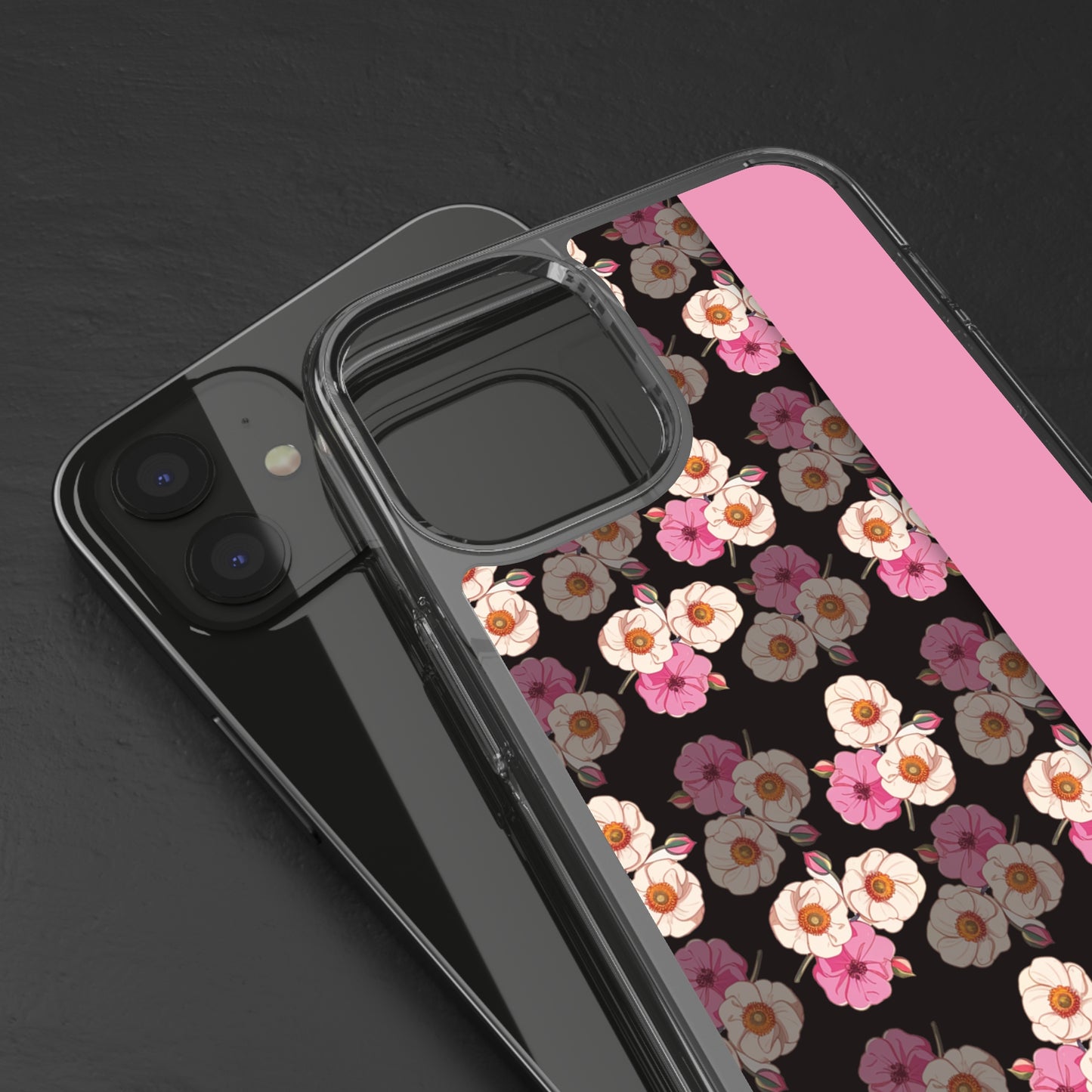 Custom Name Light Rose Pattern | Clear iPhone Case / Samsung Case