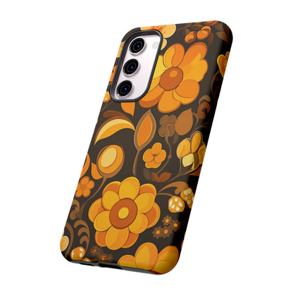 Abstract Retro 70s Dark Wildflower Patterns iPhone Case / Samsung Case