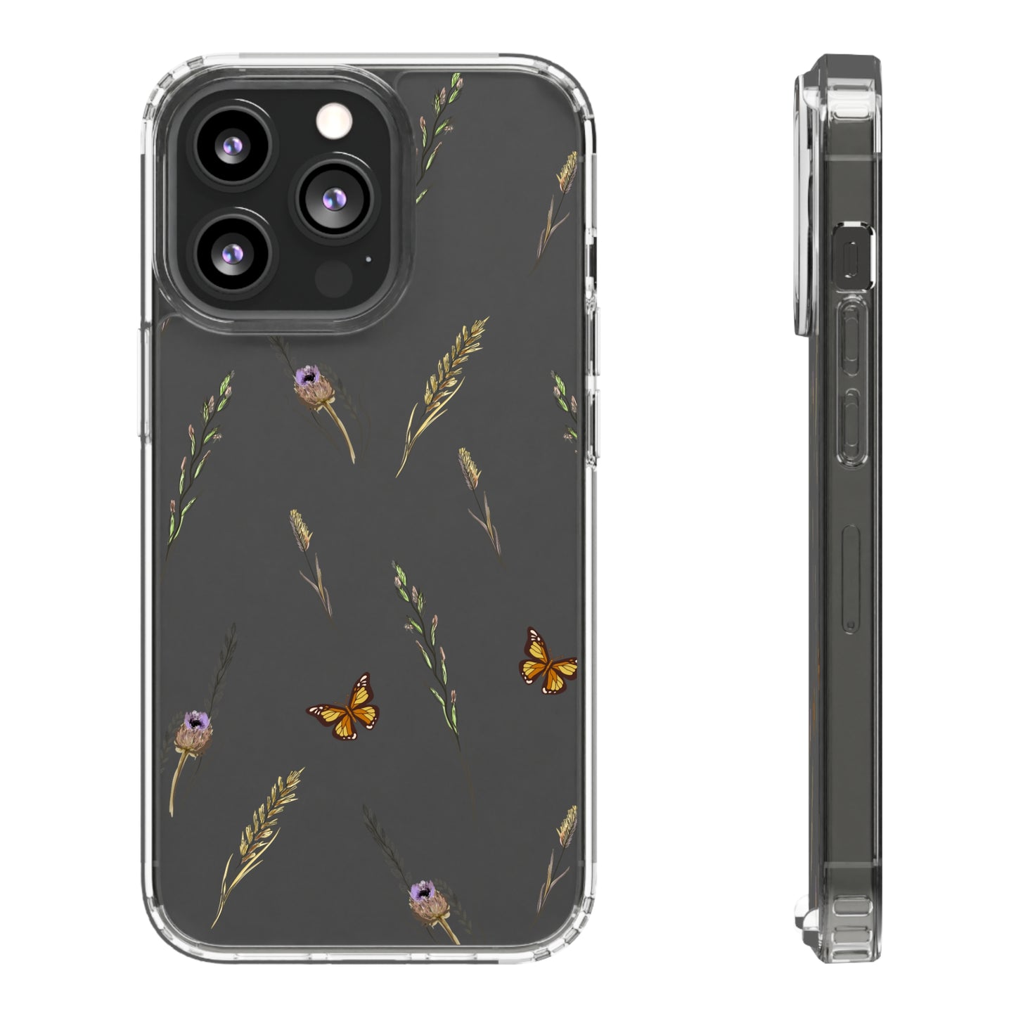 Gentle Wildflowers & Butterflies | Clear iPhone Case / Samsung Case