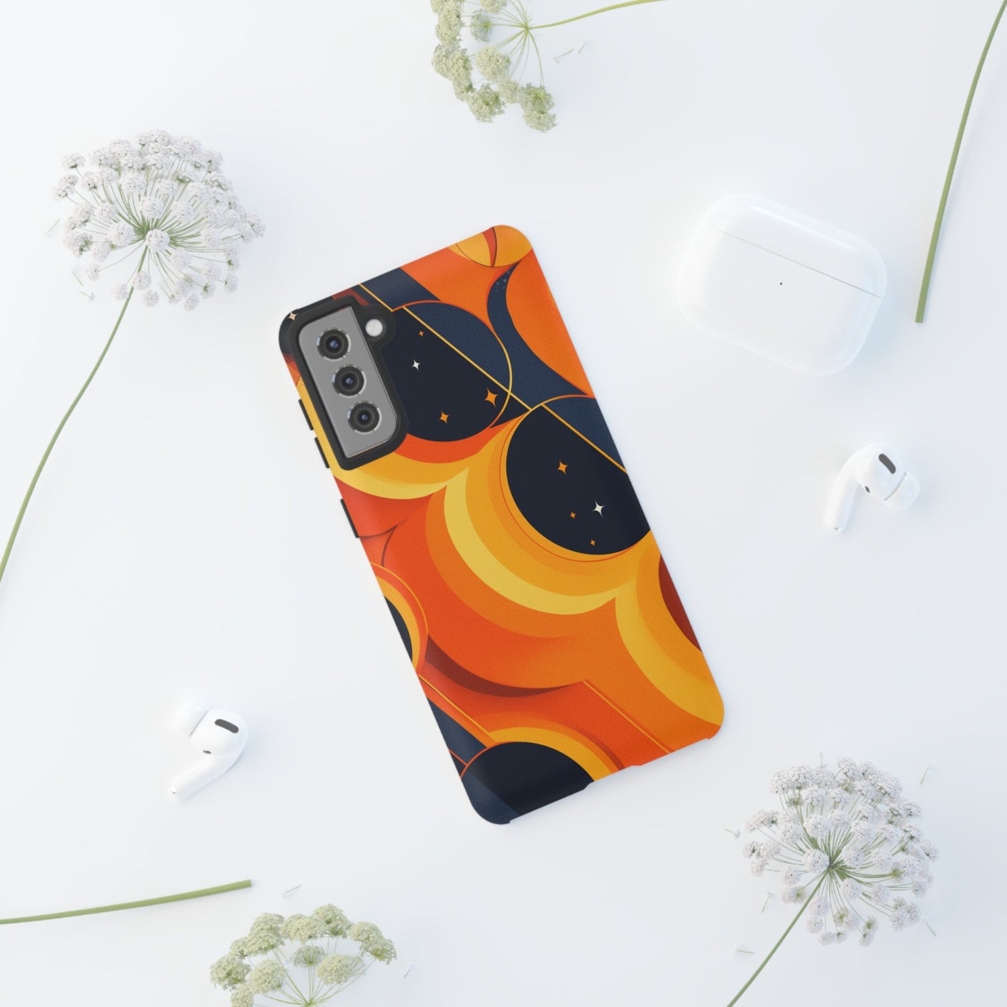 Orange & Black Groovy Patterns iPhone Case / Samsung Case