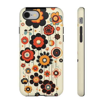 Minimalistic Round Flowers & Thin Vines Pattern iPhone Case