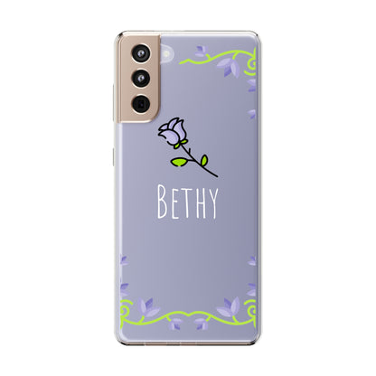 Custom Name Violet Floral Vines | Clear iPhone Case / Samsung Case