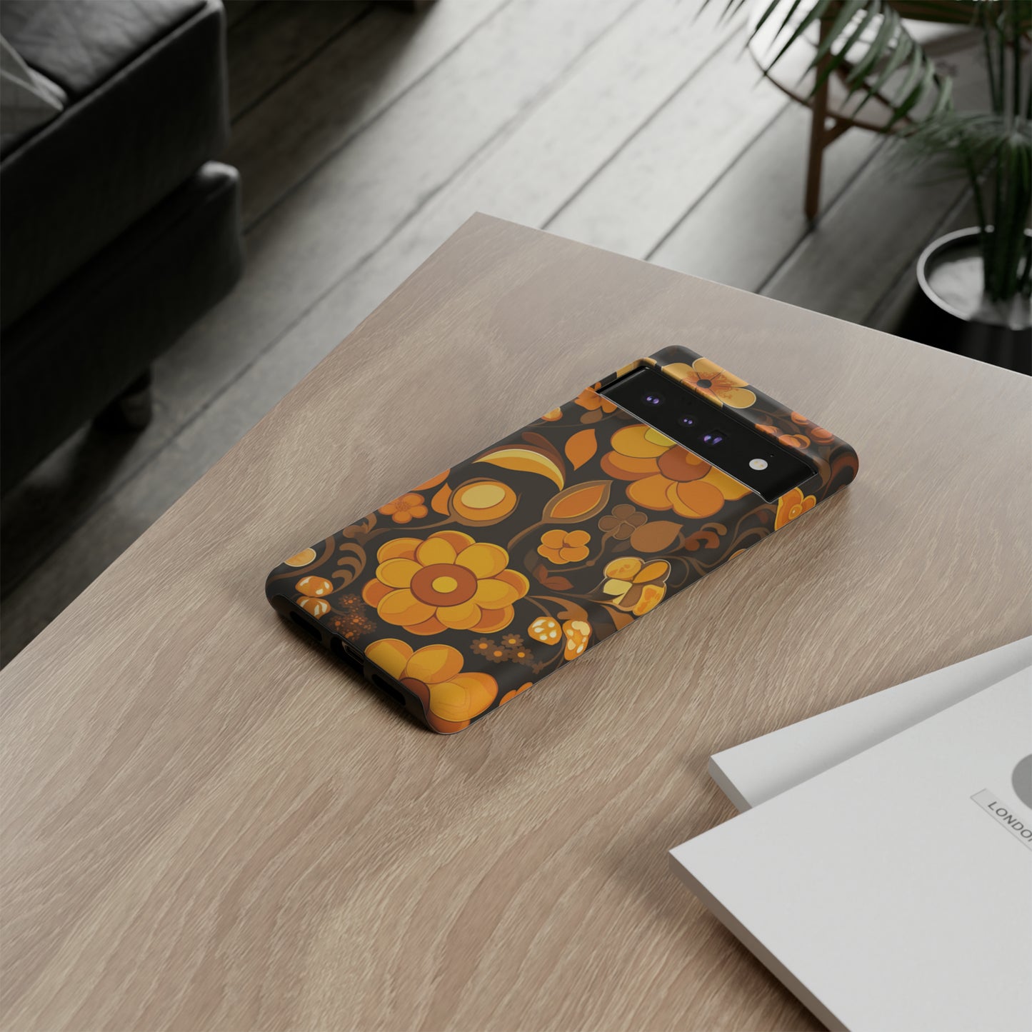 Abstract Retro 70s Dark Wildflower Patterns iPhone Case / Samsung Case