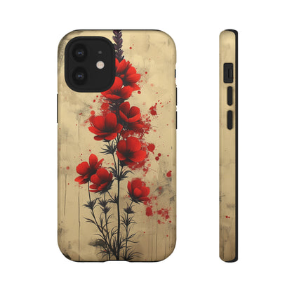 Vintage Red Roses, Wildflowers iPhone Case