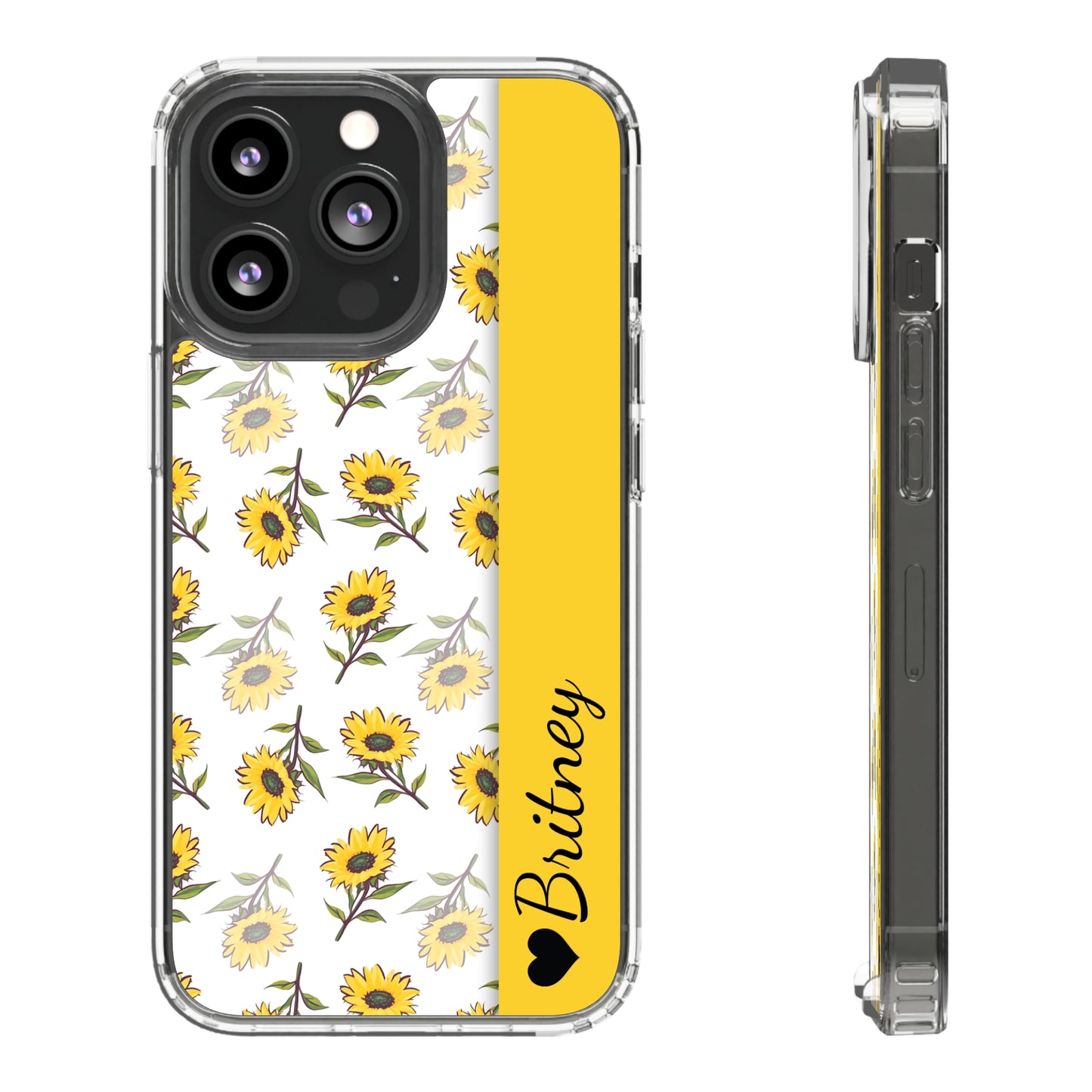 Custom Name Sunflower Pattern | Clear iPhone Case / Samsung Case