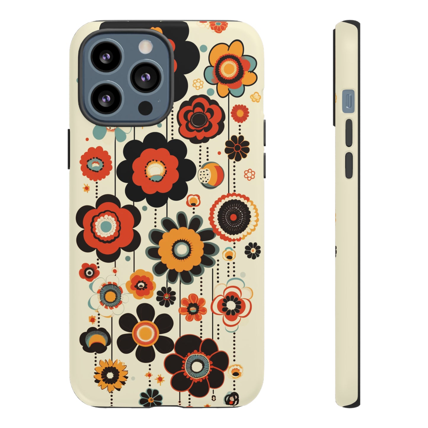 Minimalistic Round Flowers & Thin Vines Pattern iPhone Case