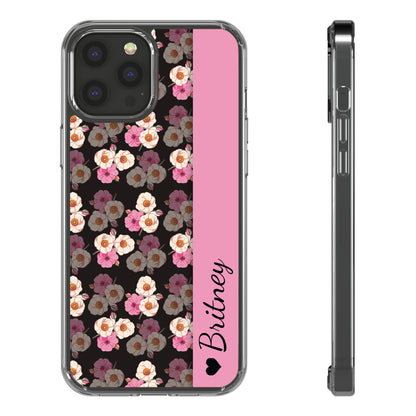 Custom Name Light Rose Pattern | Clear iPhone Case / Samsung Case