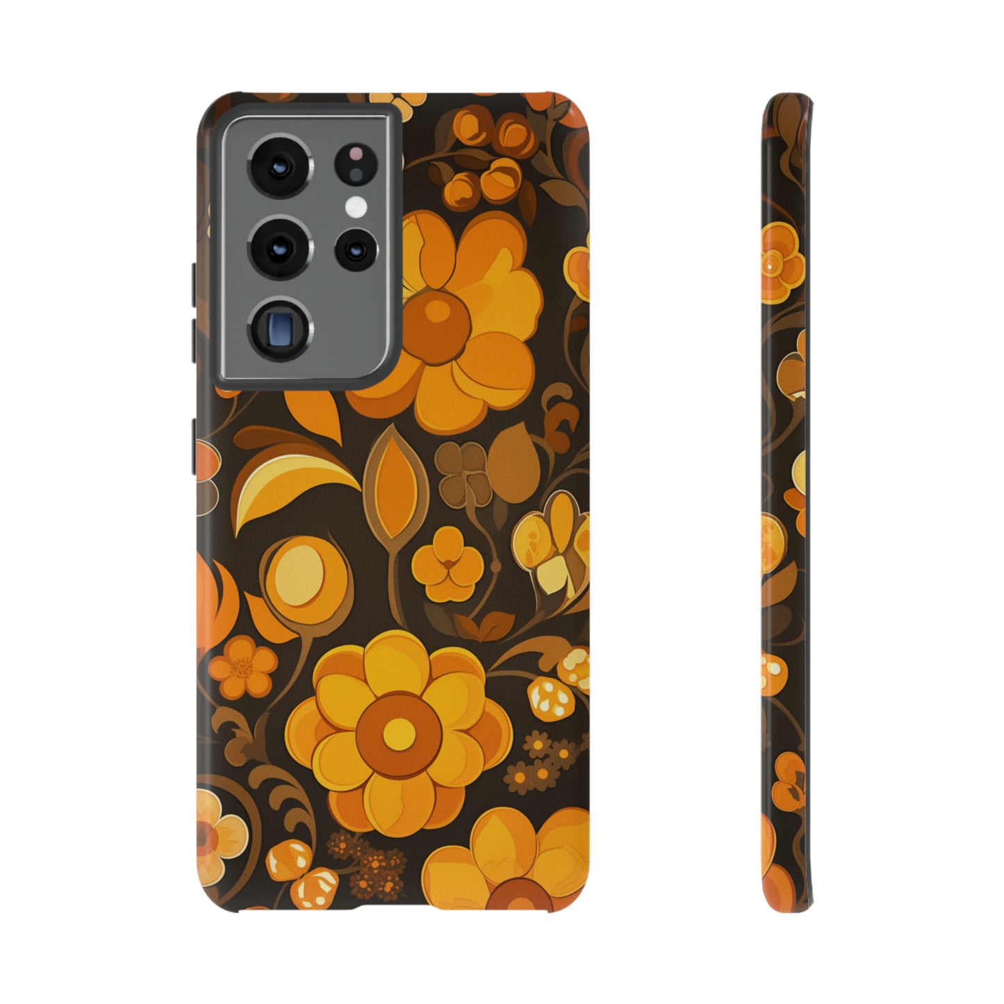 Abstract Retro 70s Dark Wildflower Patterns iPhone Case / Samsung Case