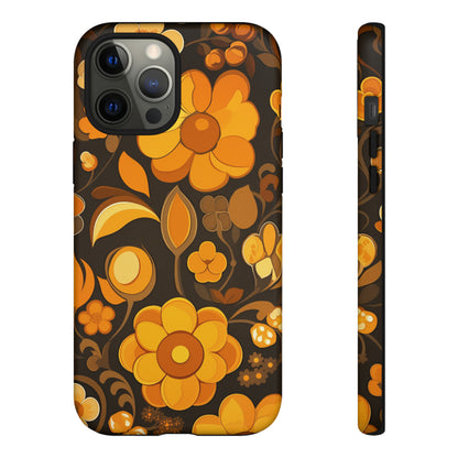 Abstract Retro 70s Dark Wildflower Patterns iPhone Case / Samsung Case