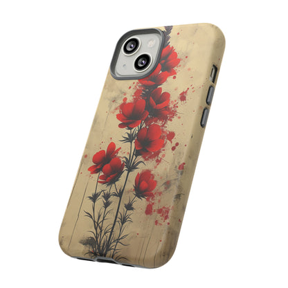 Vintage Red Roses, Wildflowers iPhone Case