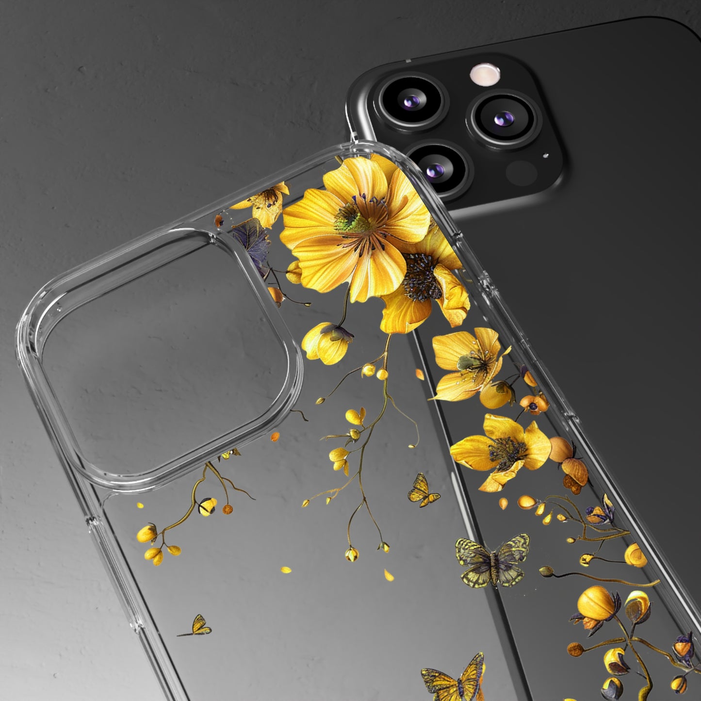 Beautiful Wildflower Vines | Yellow | Clear iPhone Case / Samsung Case