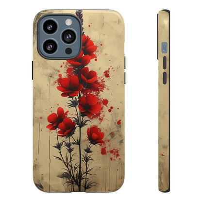 Vintage Red Roses, Wildflowers iPhone Case