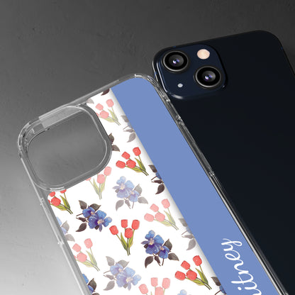 Custom Blue Red Flowers | Clear iPhone Case / Samsung Case