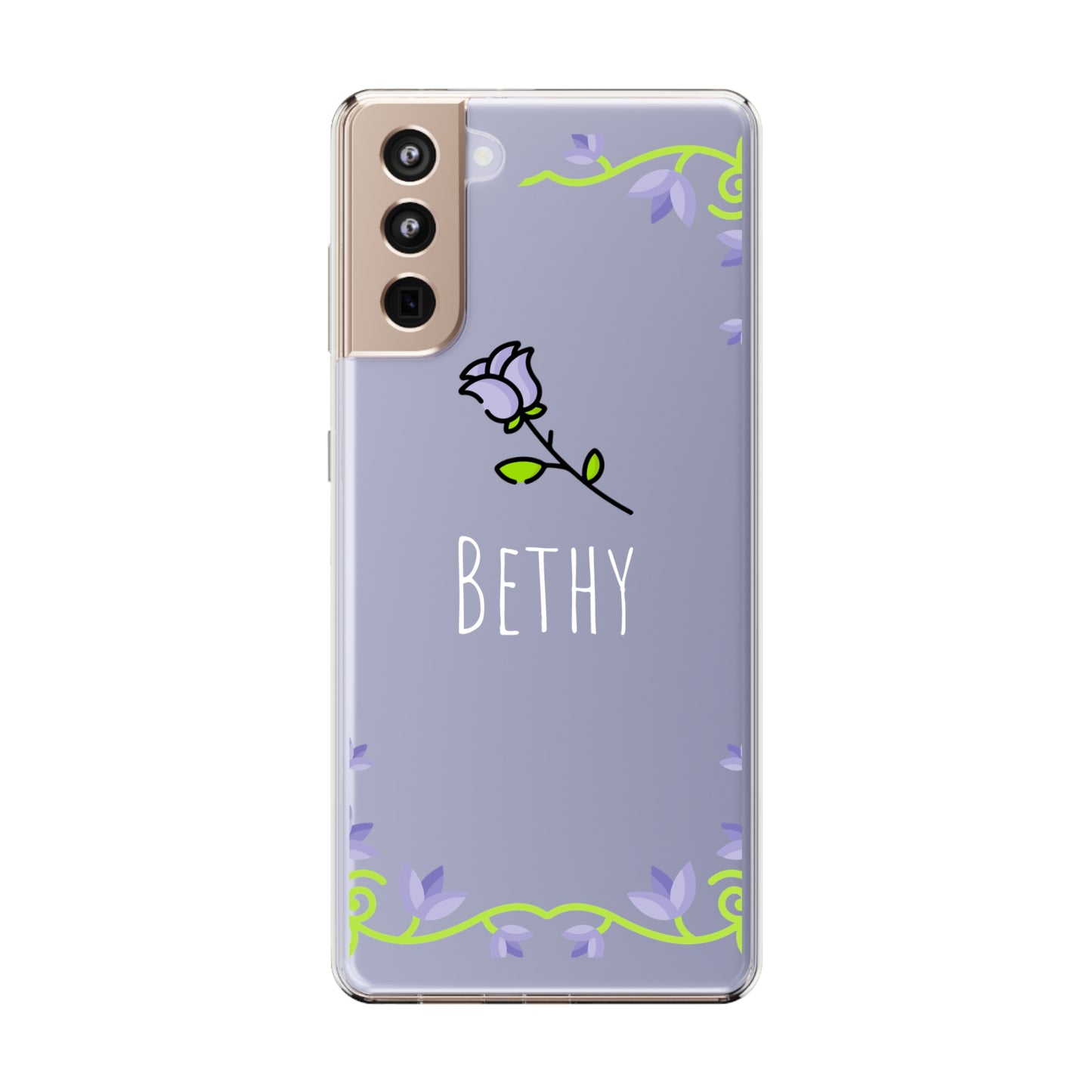 Custom Name Violet Floral Vines | Clear iPhone Case / Samsung Case