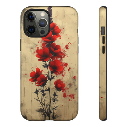 Vintage Red Roses, Wildflowers iPhone Case