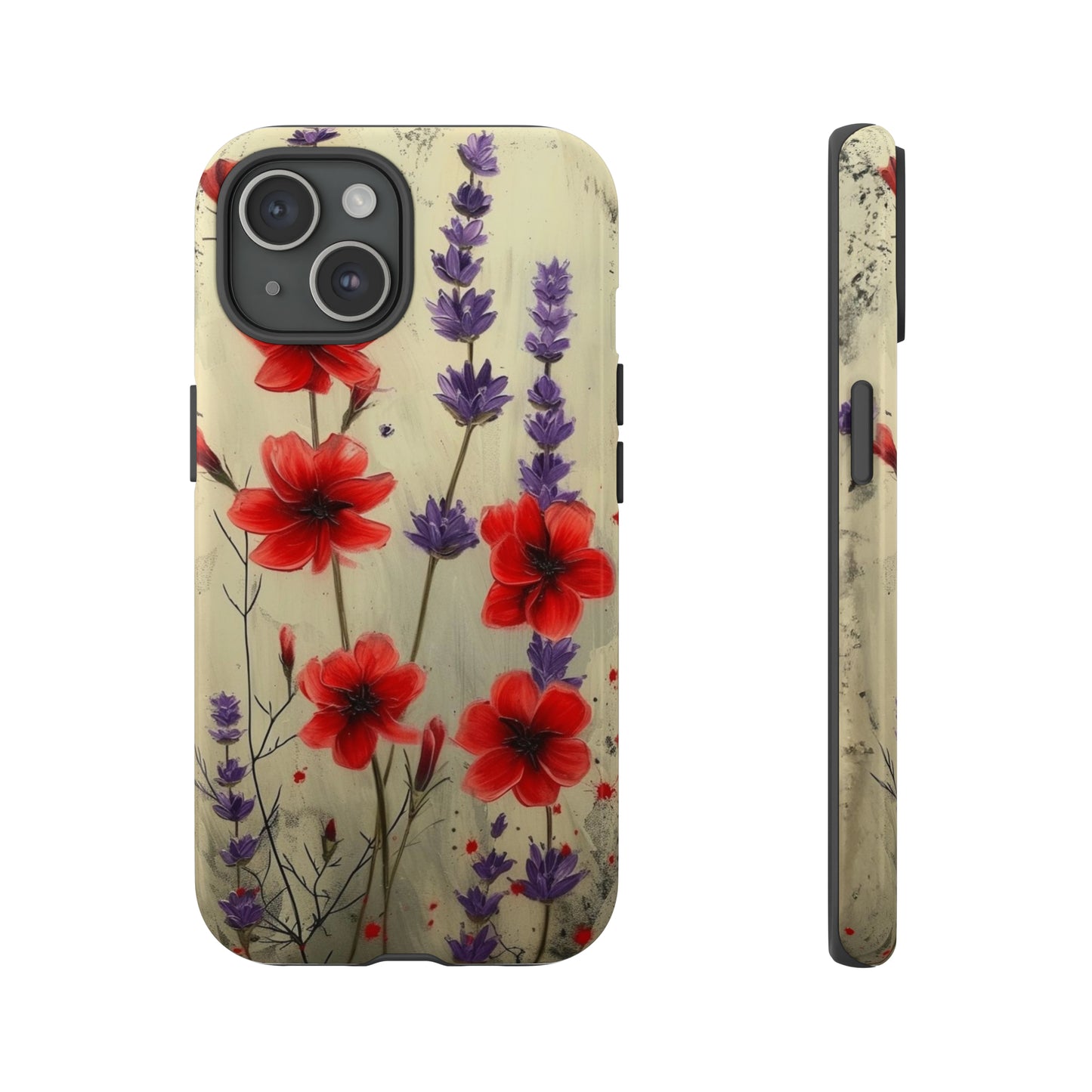 Wildflower Tall Red and Lavendar iPhone Case Gift For Flower Lover Gift For Her