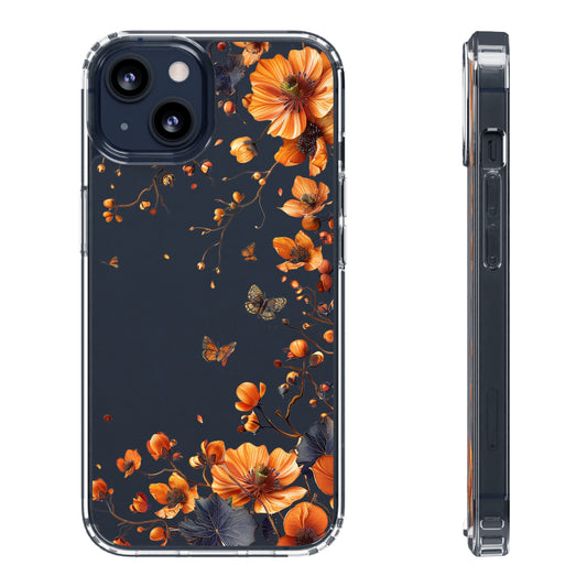 Beautiful Wildflower Vines | Orange | Clear iPhone Case / Samsung Case