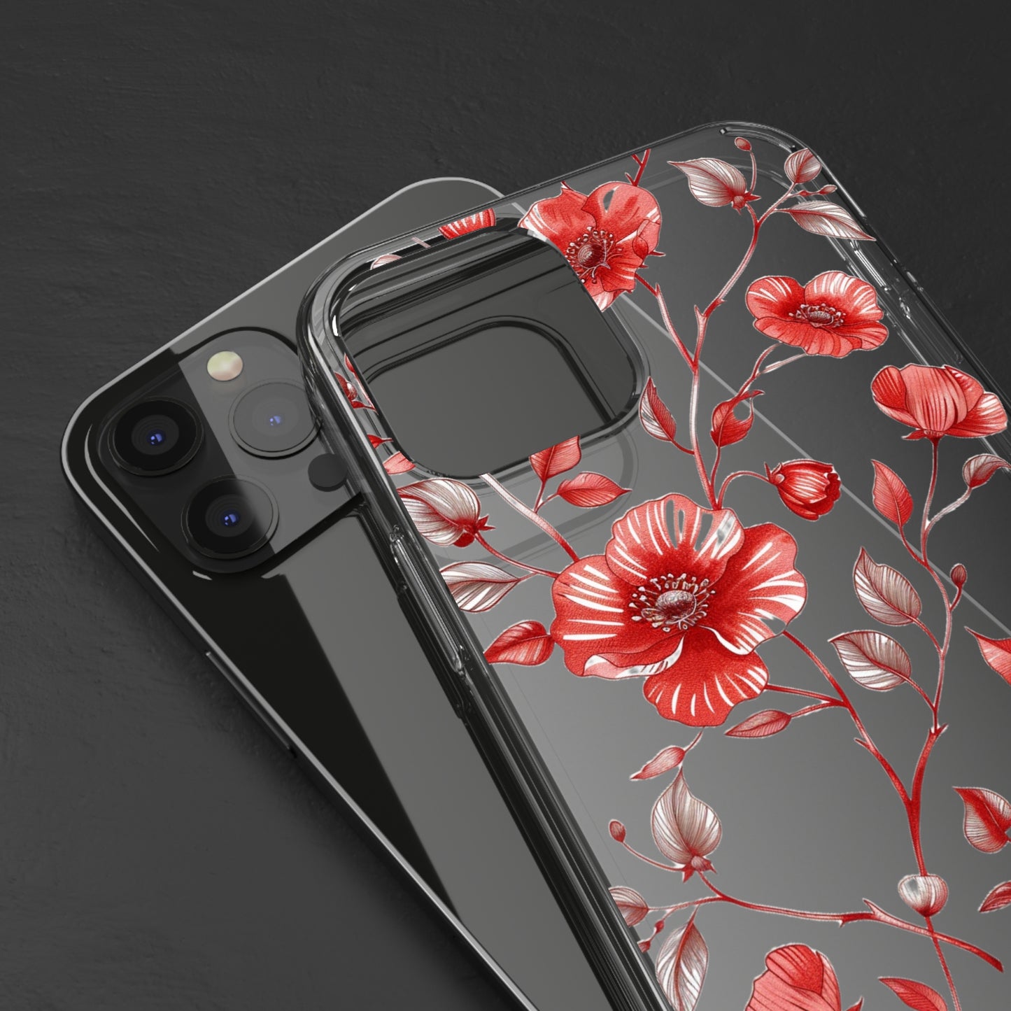 Scarlet Red Pansies | Clear iPhone Case / Samsung Case