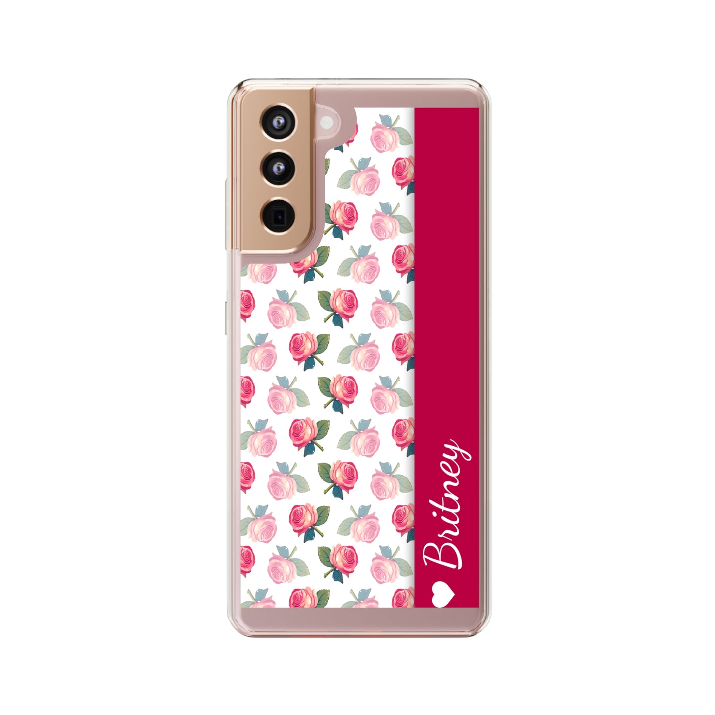 Custom Name Pink Floral Pattern | Clear iPhone Case / Samsung Case