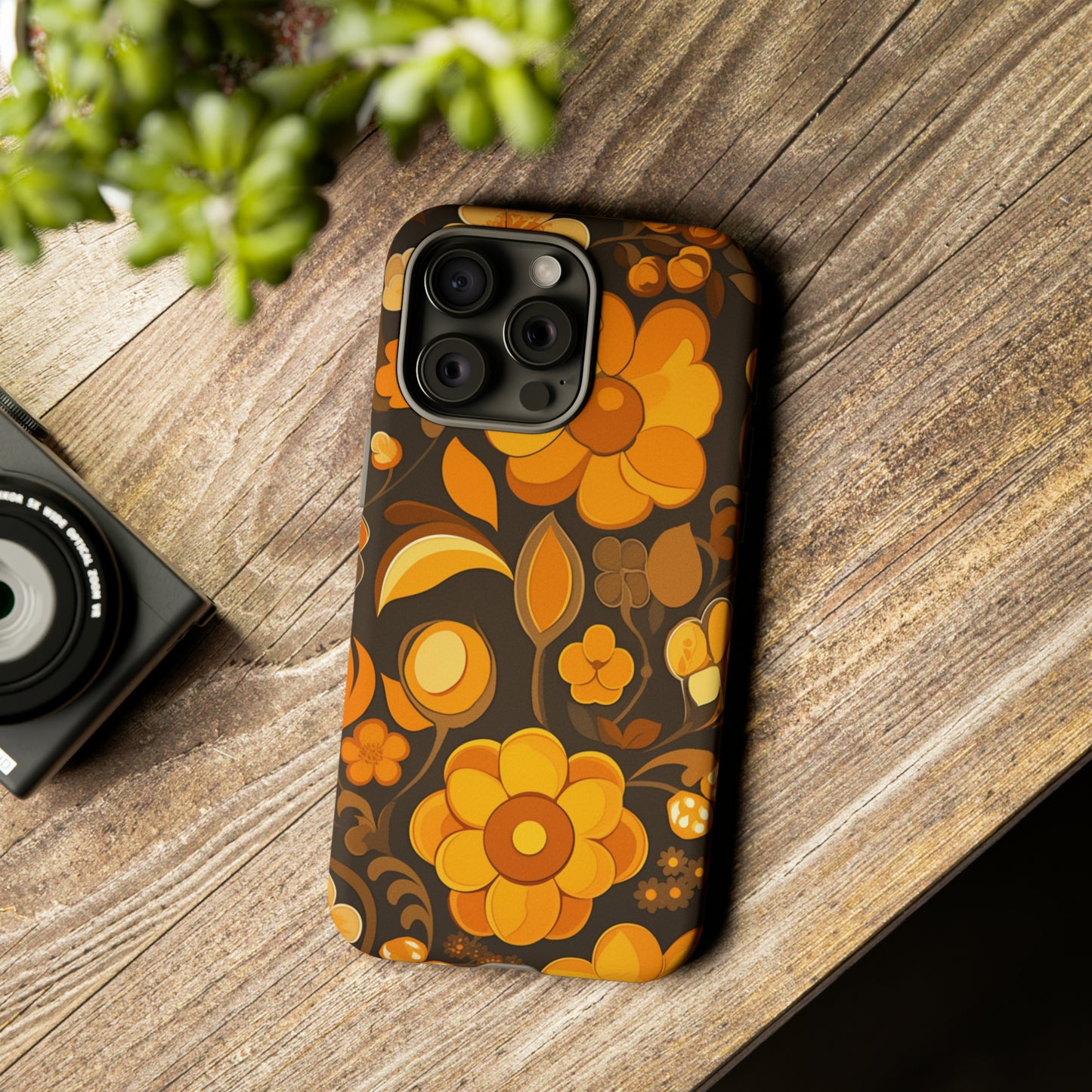 Abstract Retro 70s Dark Wildflower Patterns iPhone Case / Samsung Case