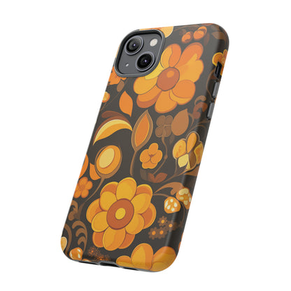 Abstract Retro 70s Dark Wildflower Patterns iPhone Case / Samsung Case