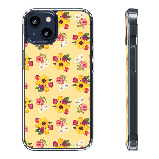 Yellow Lush Floral Pattern | Clear iPhone Case / Samsung Case