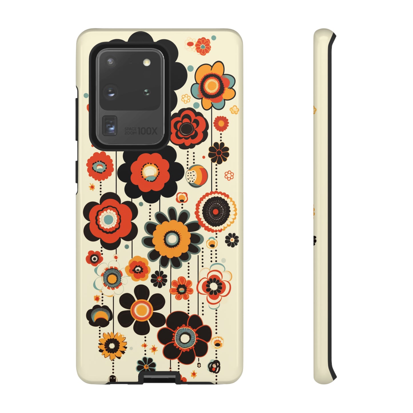 Minimalistic Round Flowers & Thin Vines Pattern iPhone Case